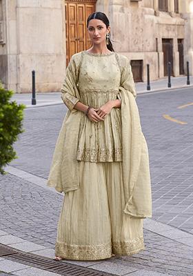 White Embroidered Viscose  Salwar Kameez