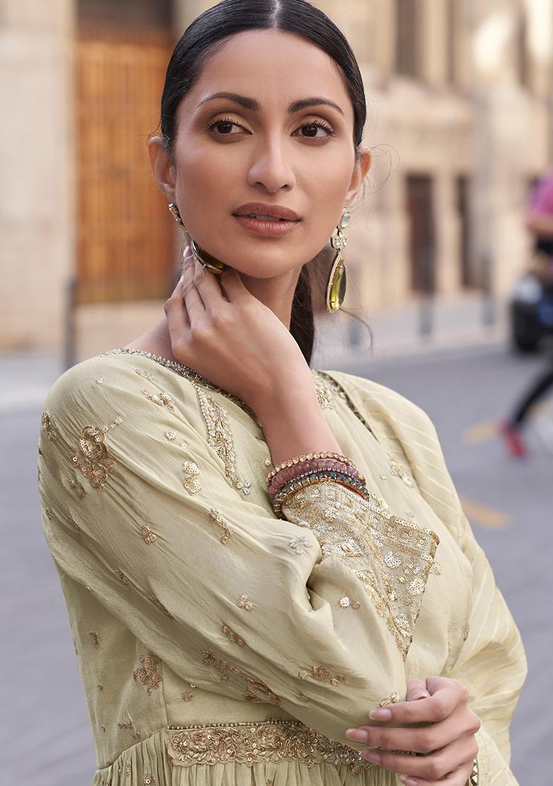 White Embroidered Viscose  Salwar Kameez