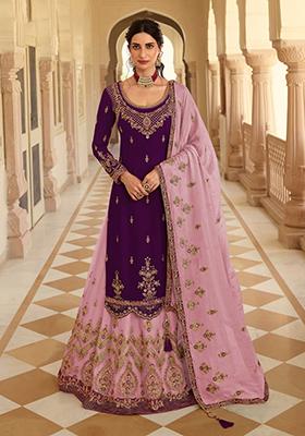 Purple Embroidered Georgette Salwar Kameez