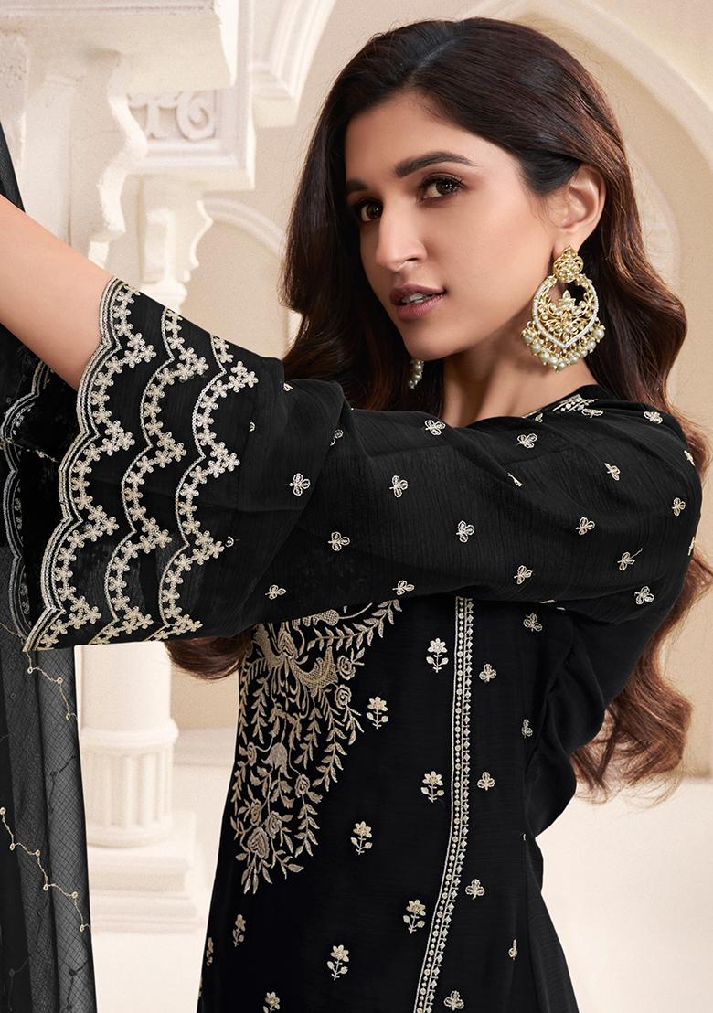 Black Embroidered Chiffon Salwar Kameez