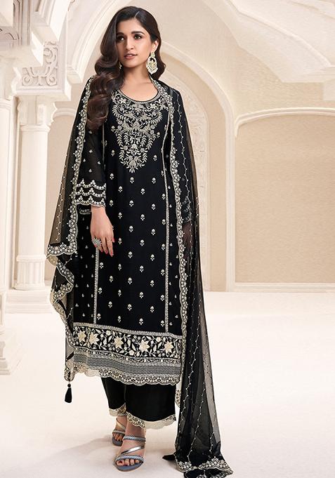Black Embroidered Chiffon Salwar Kameez