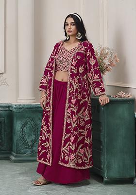 Rani Pink Embroidered Georgette Salwar Kameez