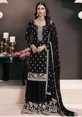 Black Embroidered Chinon Salwar Kameez