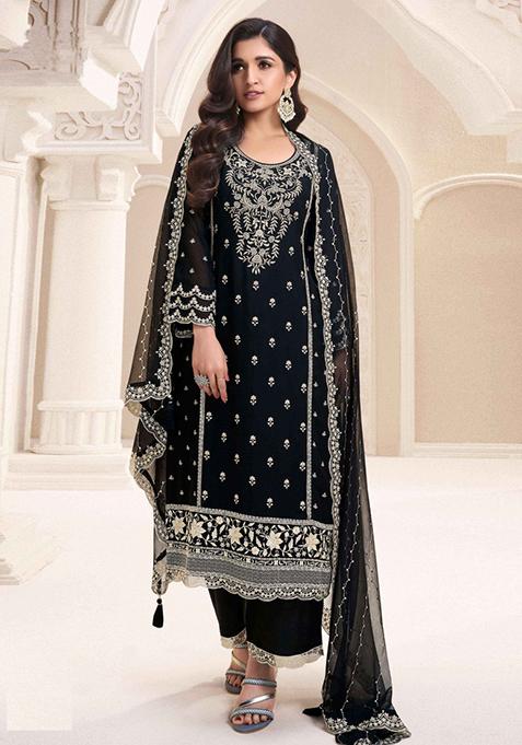 Black Embroidered Chiffon Salwar Kameez