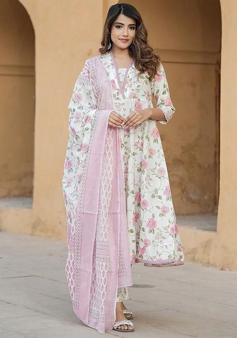 Pink Printed Cotton Salwar Kameez