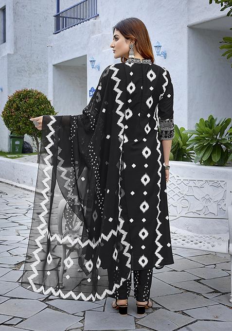 Black Printed Viscose Salwar Kameez