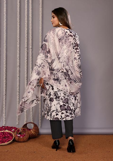 White Printed Cotton Salwar Kameez