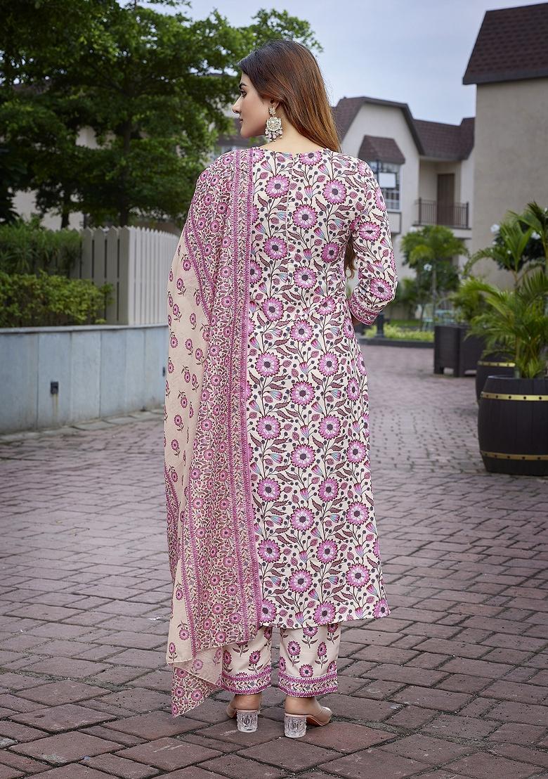Pink Printed Viscose Salwar Kameez