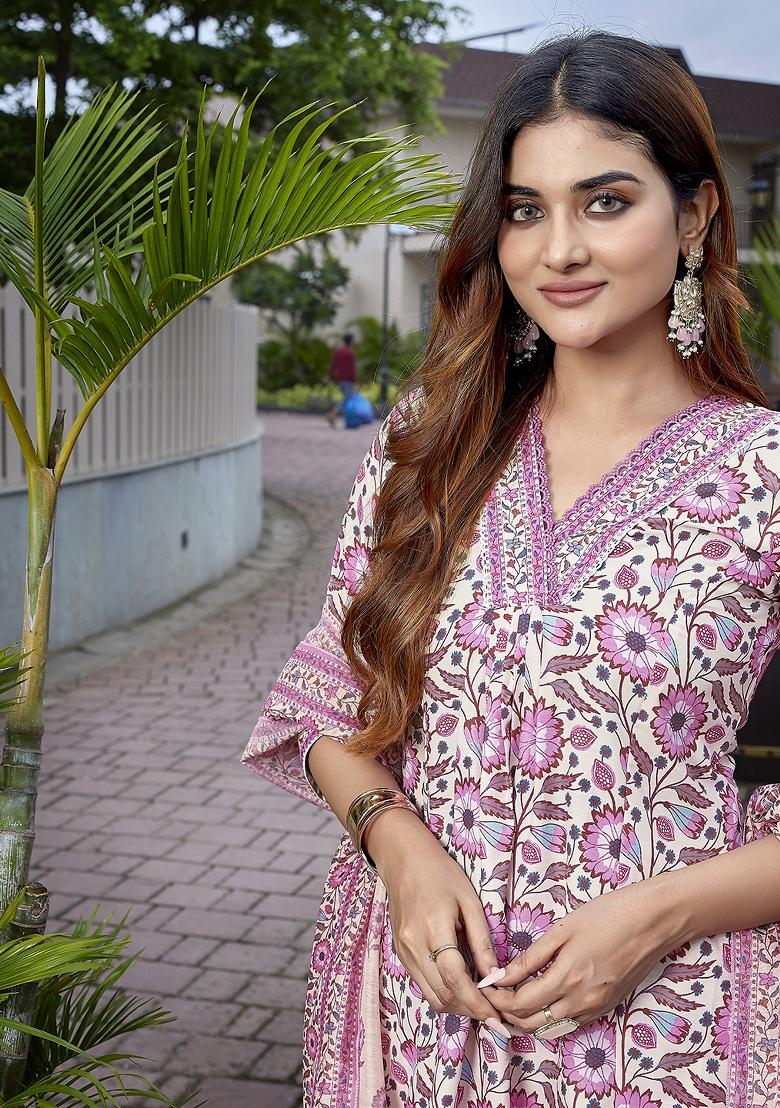 Pink Printed Viscose Salwar Kameez