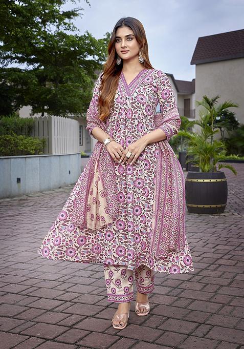Pink Printed Viscose Salwar Kameez