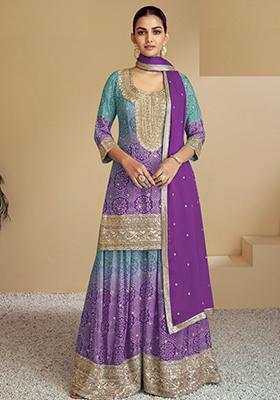 Multicolor Printed Chinon Kurta Set