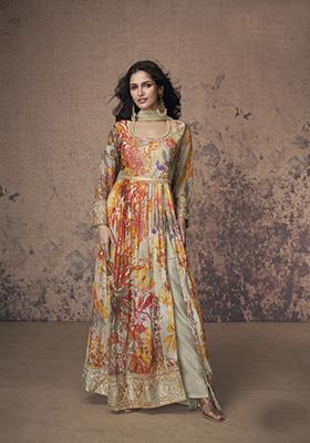 Multicolor Printed Georgette Kurta Set