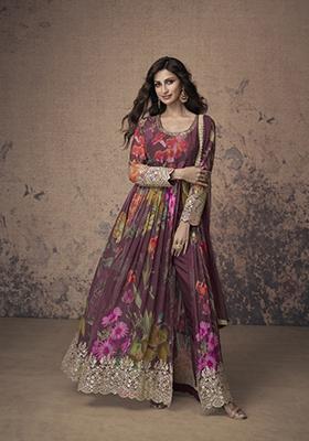 Multicolor Printed Georgette Kurta Set