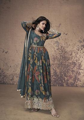Multicolor Printed Georgette Kurta Set