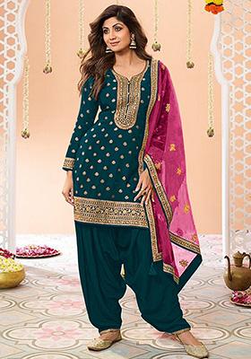 Rama Green  Chanderi Dress Material