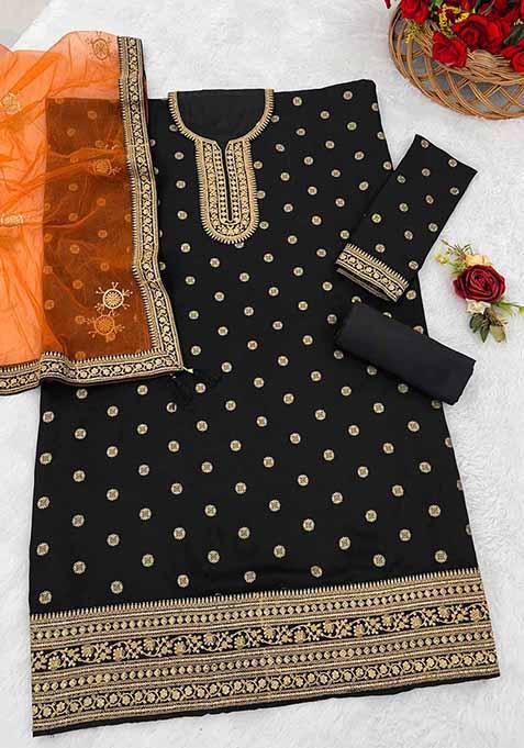 Black Roman Silk Dress Material