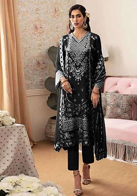 Black Embroidered Georgette Pakistani Salwar Kameez