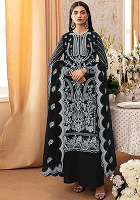 Black Embroidered Georgette Pakistani Salwar Kameez