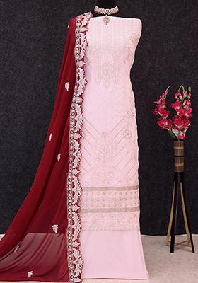 Baby Pink Embroidered Georgette Pakistani Salwar Kameez