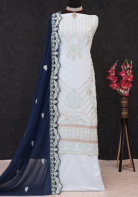 Ligh Sky Blue Embroidered Georgette Pakistani Salwar Kameez