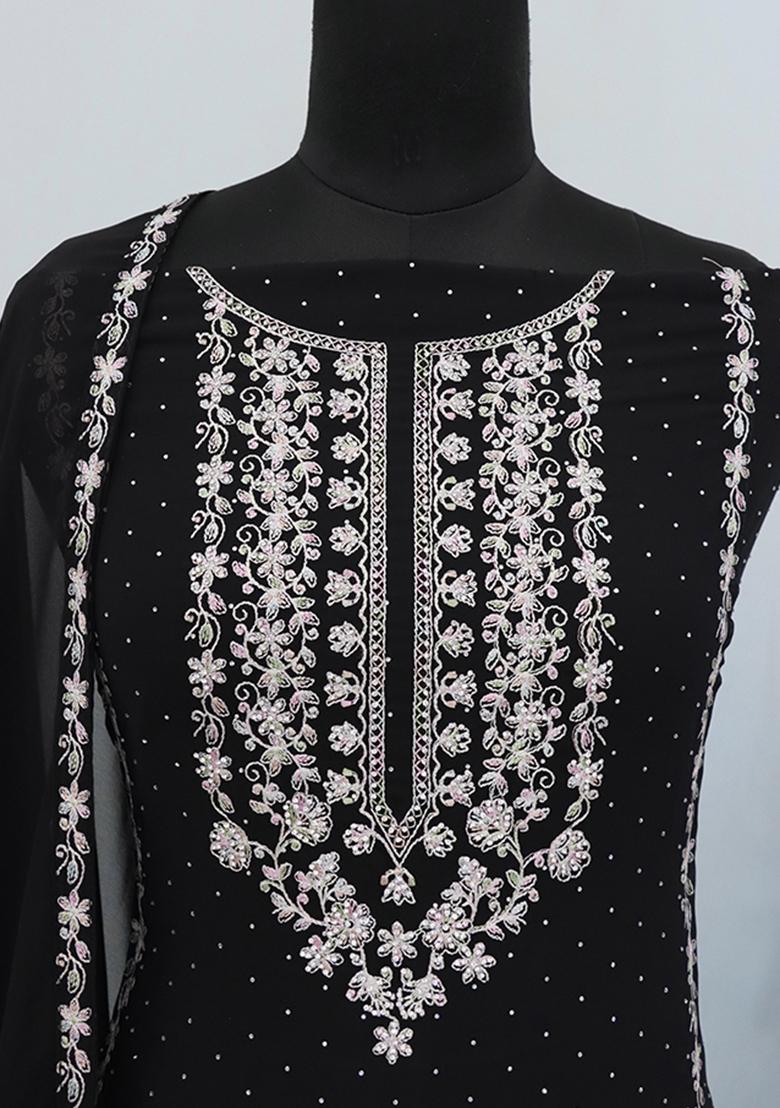 Black Embroidered Georgette Pakistani Salwar Kameez