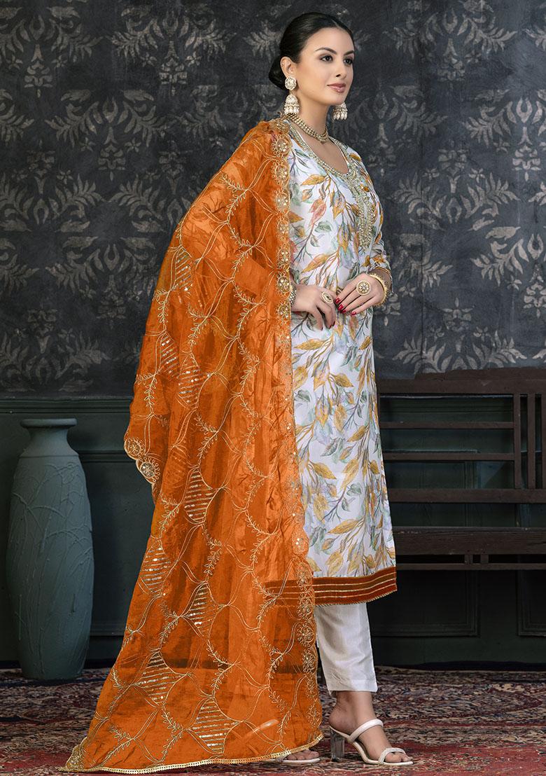 Sage Green Embroidered Modal Dress Material