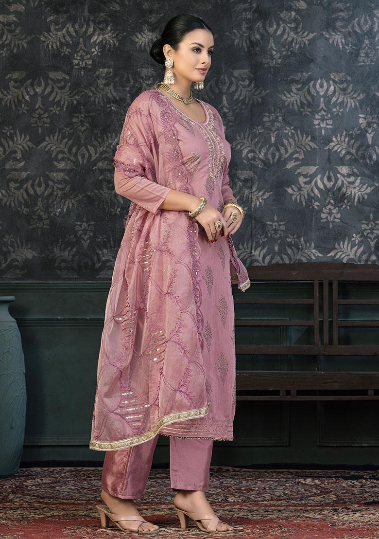 Cream Striped Cotton Dress Material