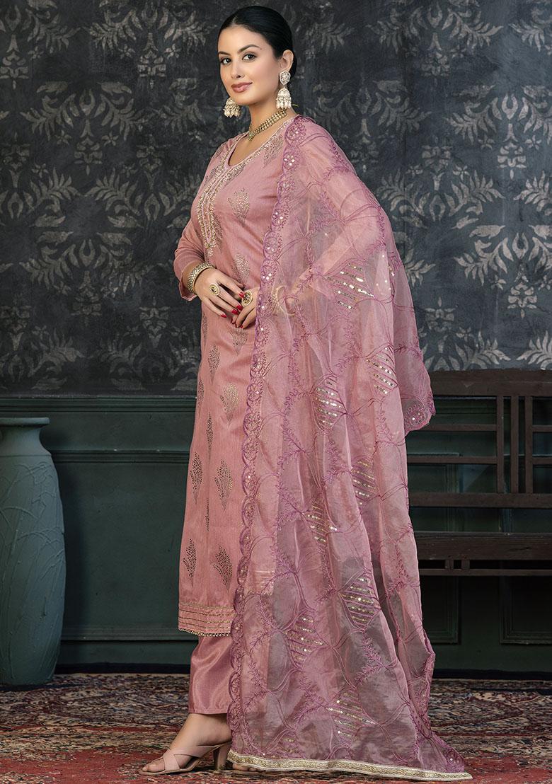 Cream Striped Cotton Dress Material