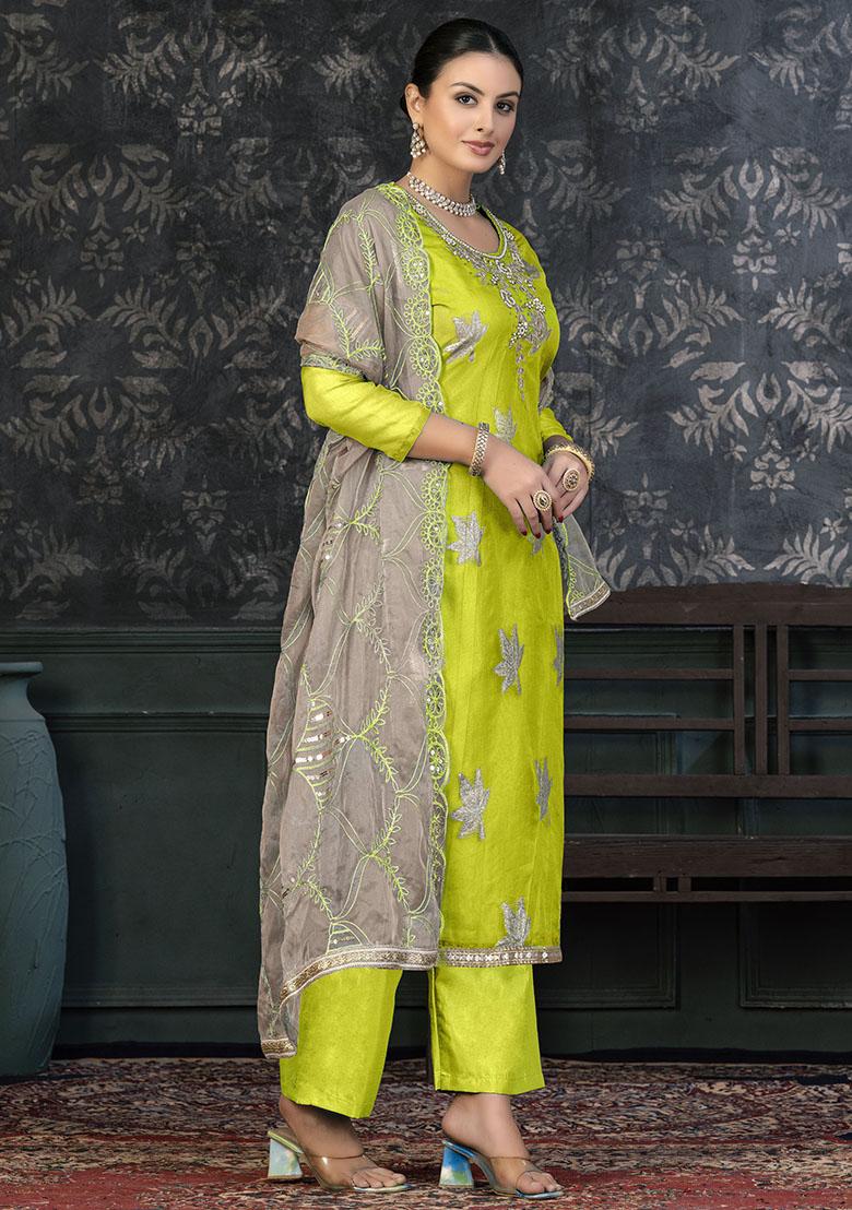 Cream Printed Chanderi Dress Material