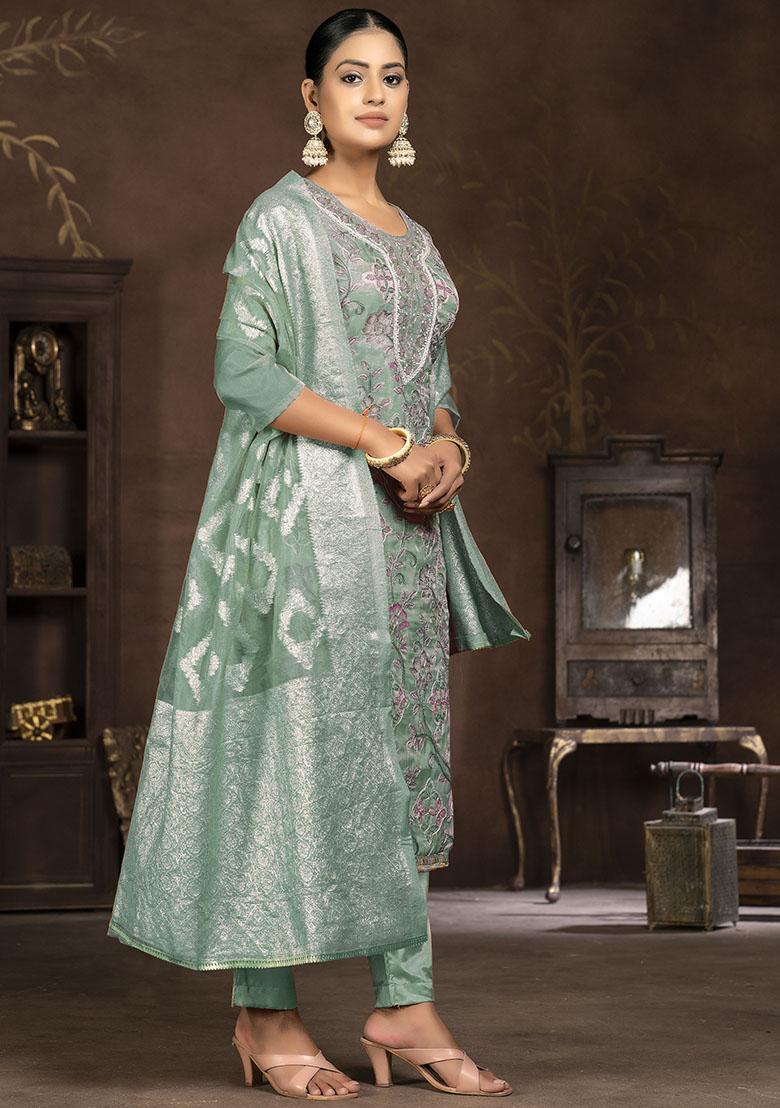 Sky Blue Striped Modal Dress Material