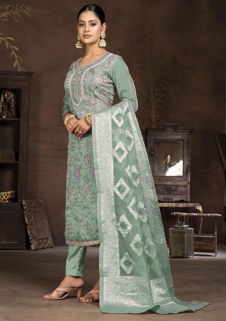 Sky Blue Striped Modal Dress Material