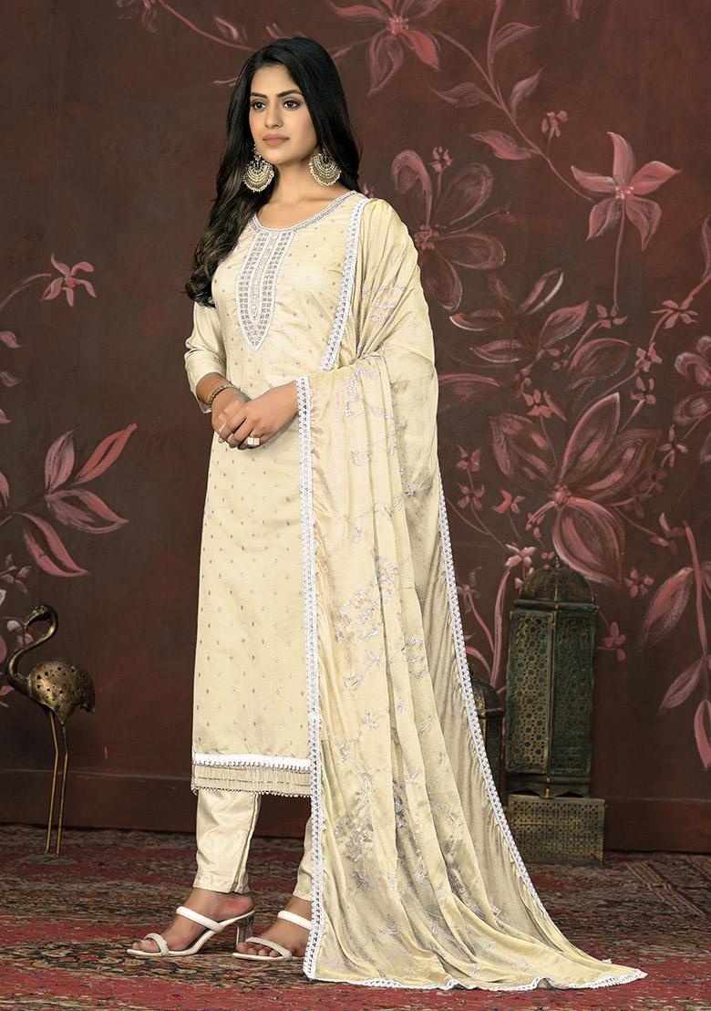 Wine Printed Organza Dress Material