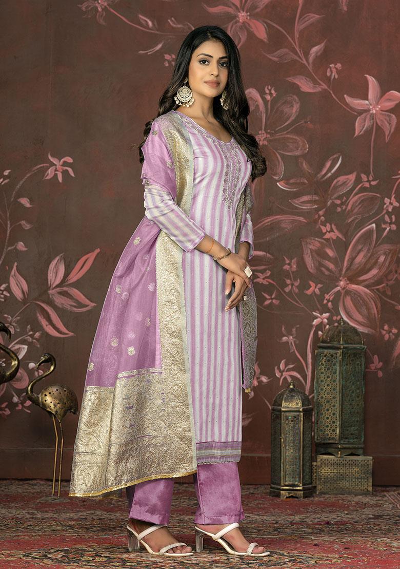 Pink Printed Modal Dress Material