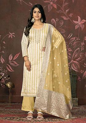 Yellow Printed Modal Dress Material