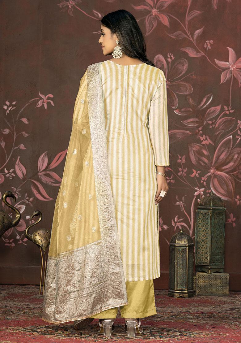 Yellow Printed Modal Dress Material