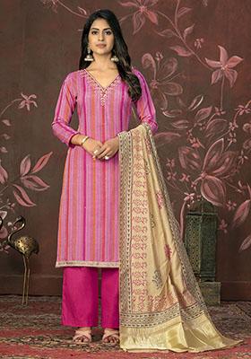 Onion Pink Printed Modal Dress Material