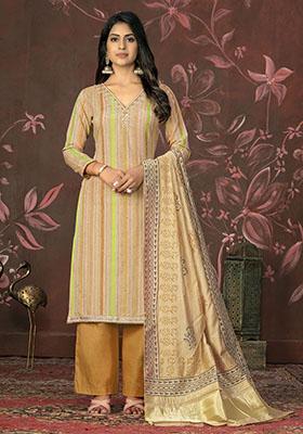 Yellow Embroidered Modal Dress Material