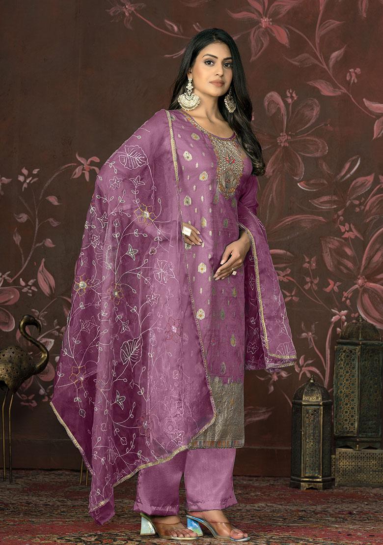 Yellow Striped Cotton Dress Material