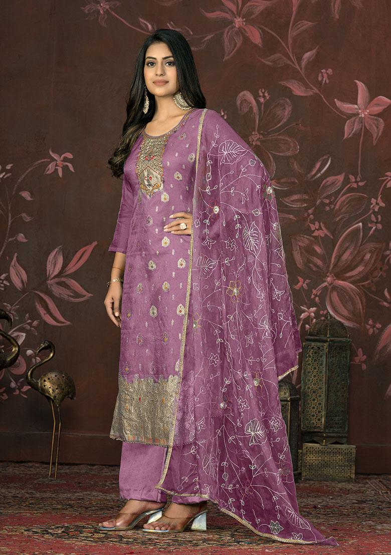 Yellow Striped Cotton Dress Material