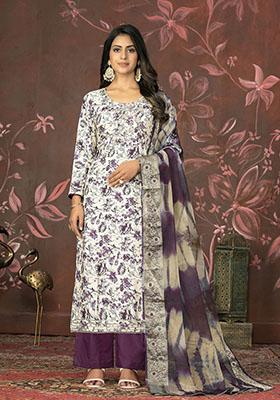 Wine Embroidered Modal Dress Material