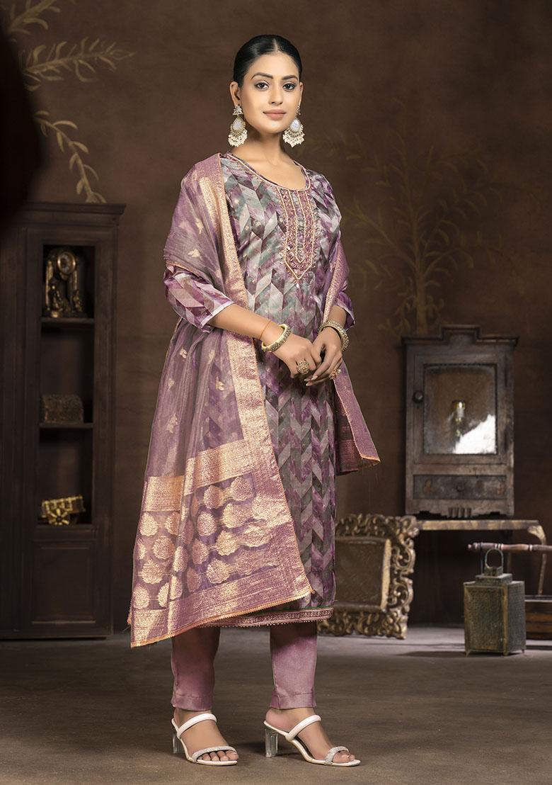 Yellow Embroidered Modal Dress Material