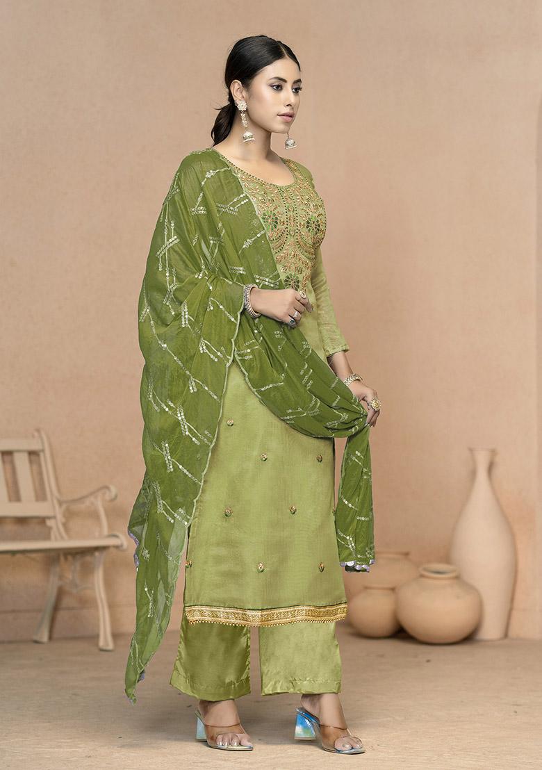 Pink Printed Organza Dress Material