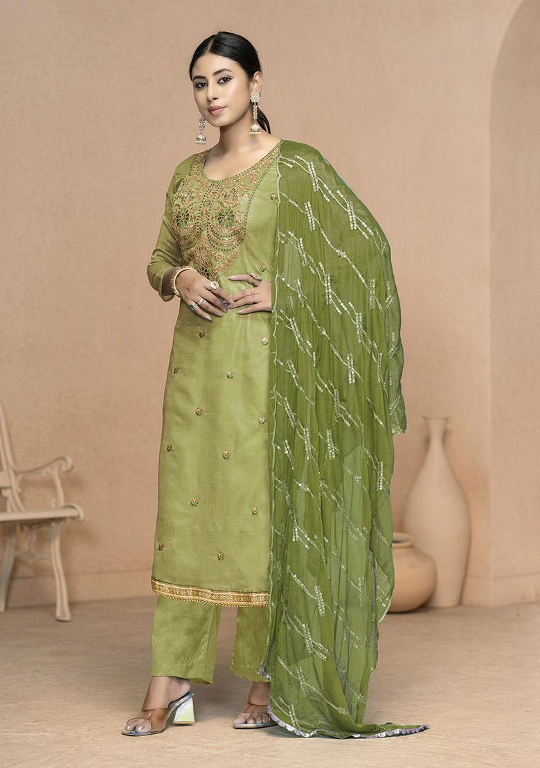 Pink Printed Organza Dress Material