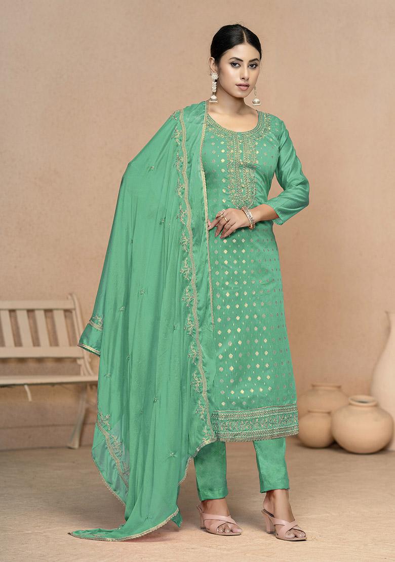 Pink Solid Cotton Dress Material