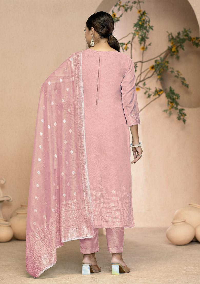 Peach Printed Modal Dress Material