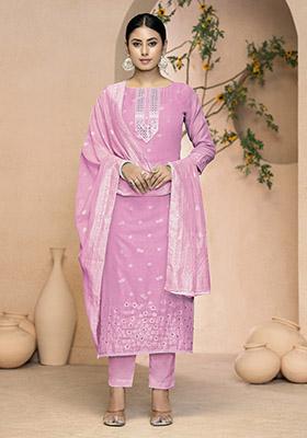 Pink Printed Modal Dress Material
