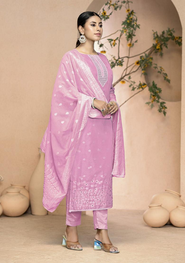 Pink Printed Modal Dress Material