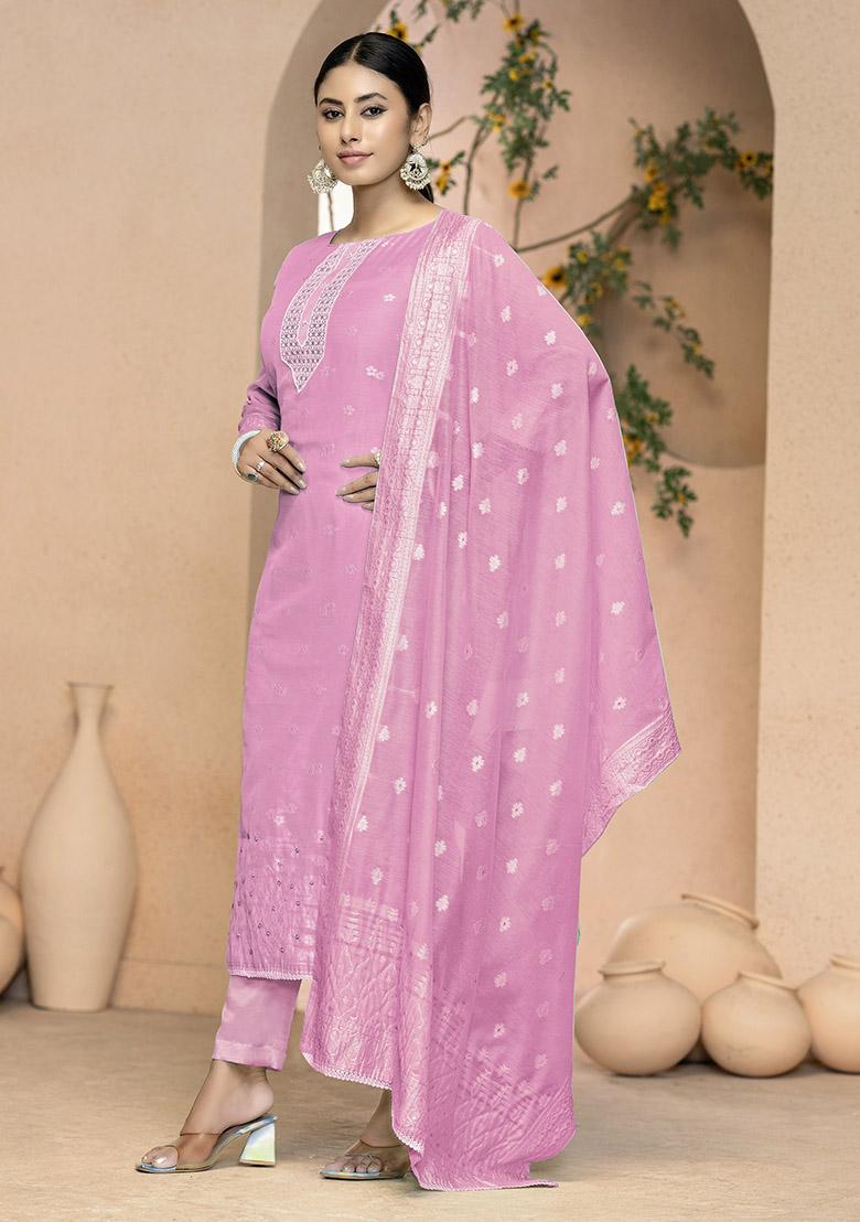 Pink Printed Modal Dress Material