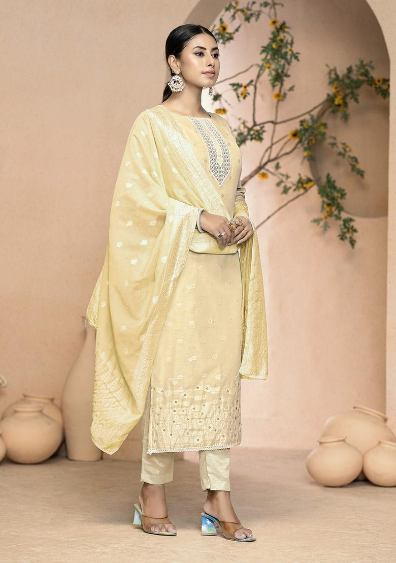 Orange Printed Organza Dress Material