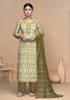 Peach Embroidered Modal Dress Material